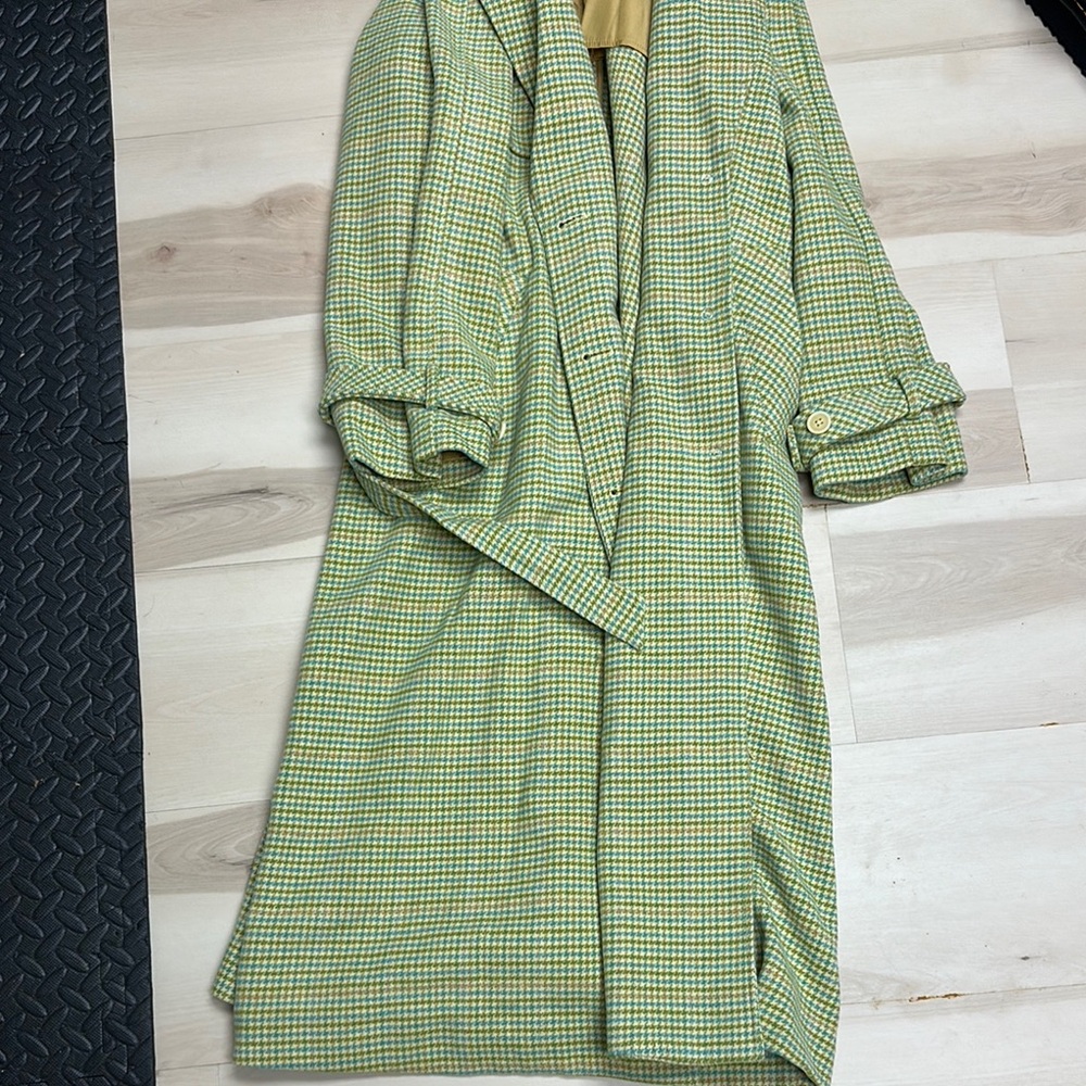 Free People Green and Yellow Trench Coat Lightweight Classic